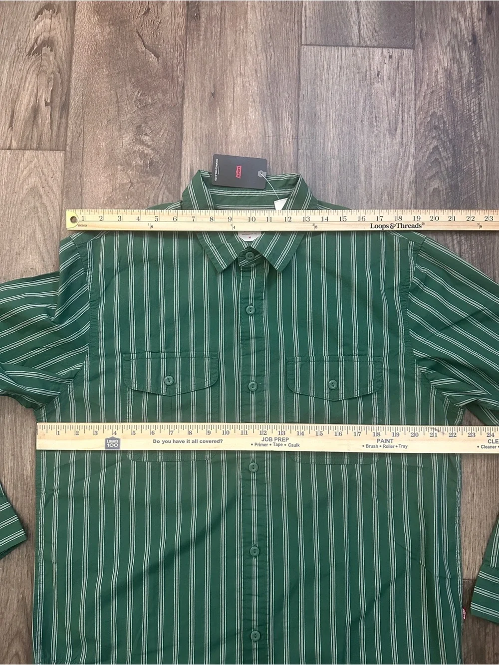 Levi's Relaxed Crop Casual Formal Button-Down Shirt Men’s Sz M Striped Green